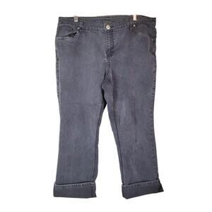 CJ Banks Gray Denim Sequin Bling‎ Grunge Preppy Capri Jeans Womans Size 16WP